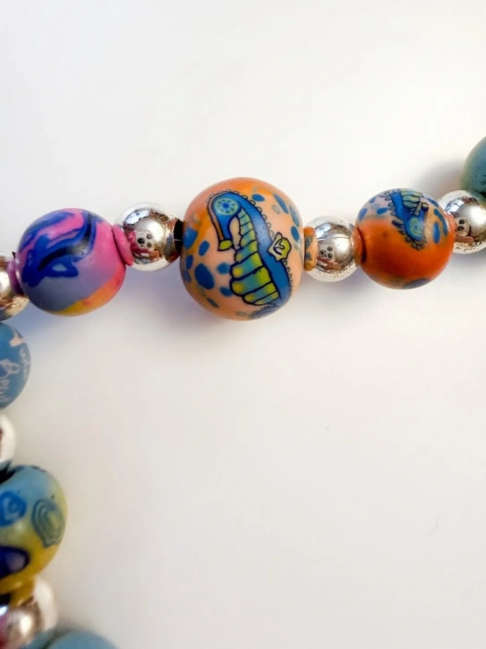 Viva clay bead phone case charm. With ocean wildlife.